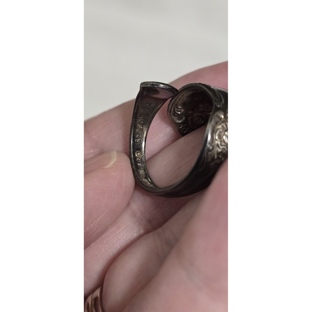 Vintage 1970s Wm A Rogers Oneida Spoon Ring Silverplate Size 6 Rose - Picture 13 of 15
